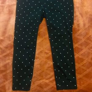 Black jeggings with white polka dots